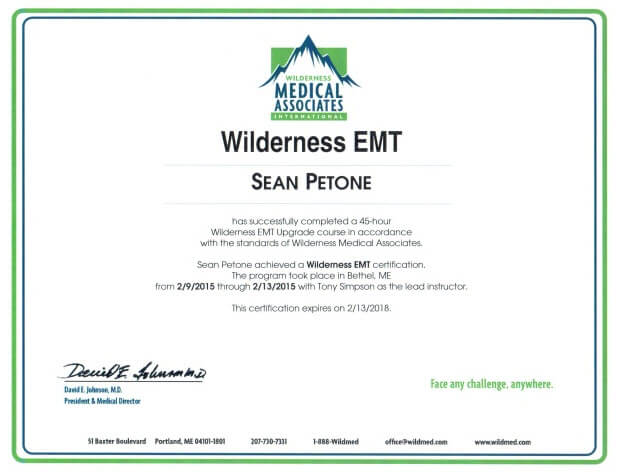 EMT certificate example