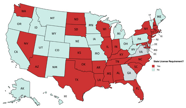 home inspection licence requirement by state