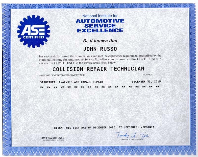 auto mechanic certification