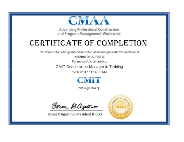 Construction Manager Certificate