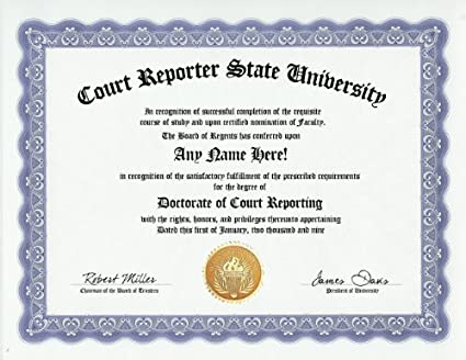 court reporter certificate