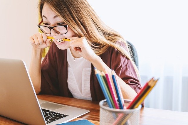 hard homework chewing pencil