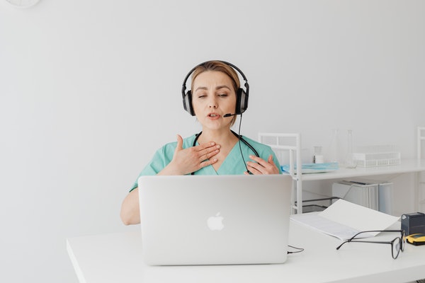 medical office assistant during zoom conference