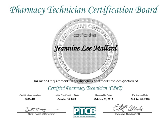 pharmacy technician certificate