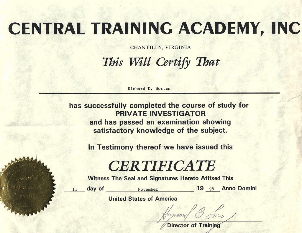 private investigator certificate