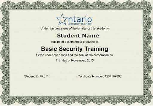 security guard certificate